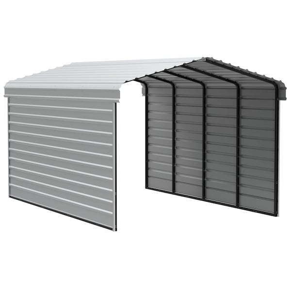 Arrow Storage Products Galvanized Steel Carport, W/ 2-Sided Enclosure, Compact Car Metal Carport Kit, 12'x20'x9', Eggshell CPH122009ECL2 - main